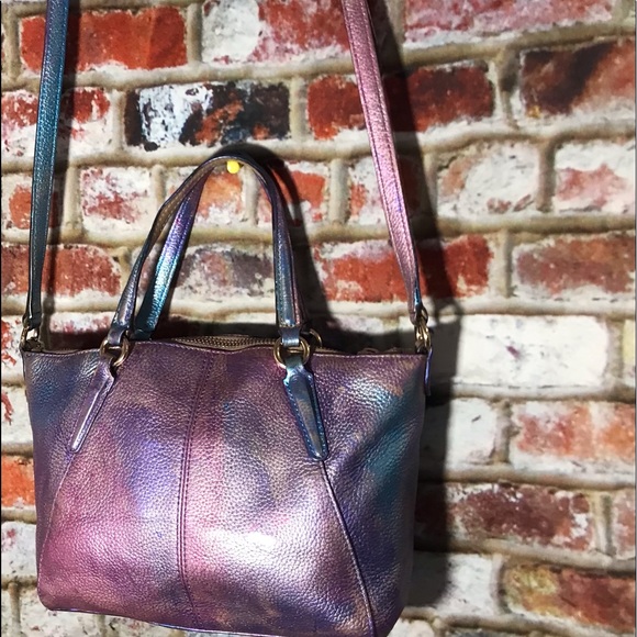 Authentic Coach Kelsey Rainbow Multi Color Leather Crossbody Bag/Satchel/ Purse - Picture 5 of 14